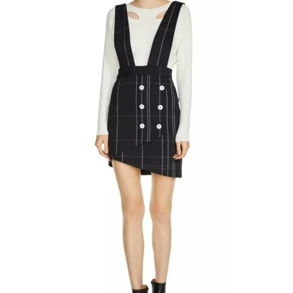 Maje Jola Tartan Plaid Double-Breasted Skirt with Straps Size 38